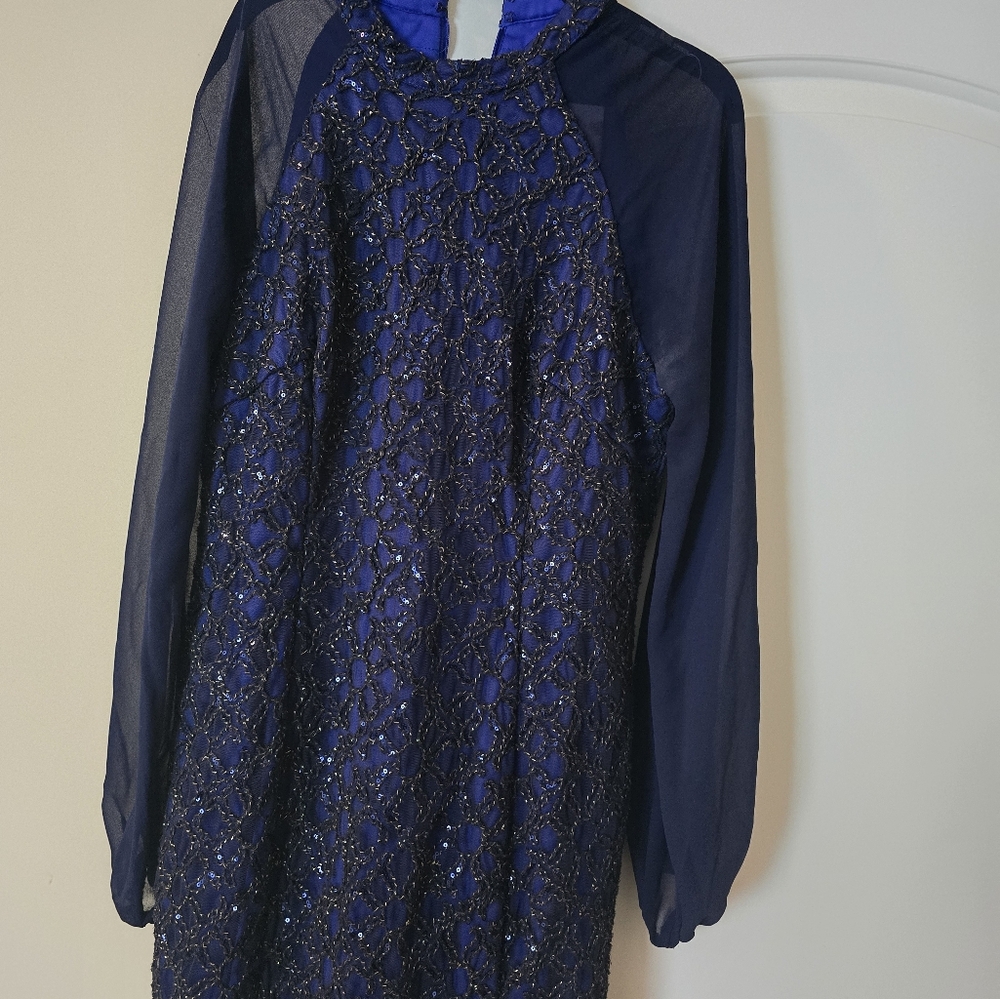 Gorgeous dress dark blue mix with royal blue I'm just gaining some weight.